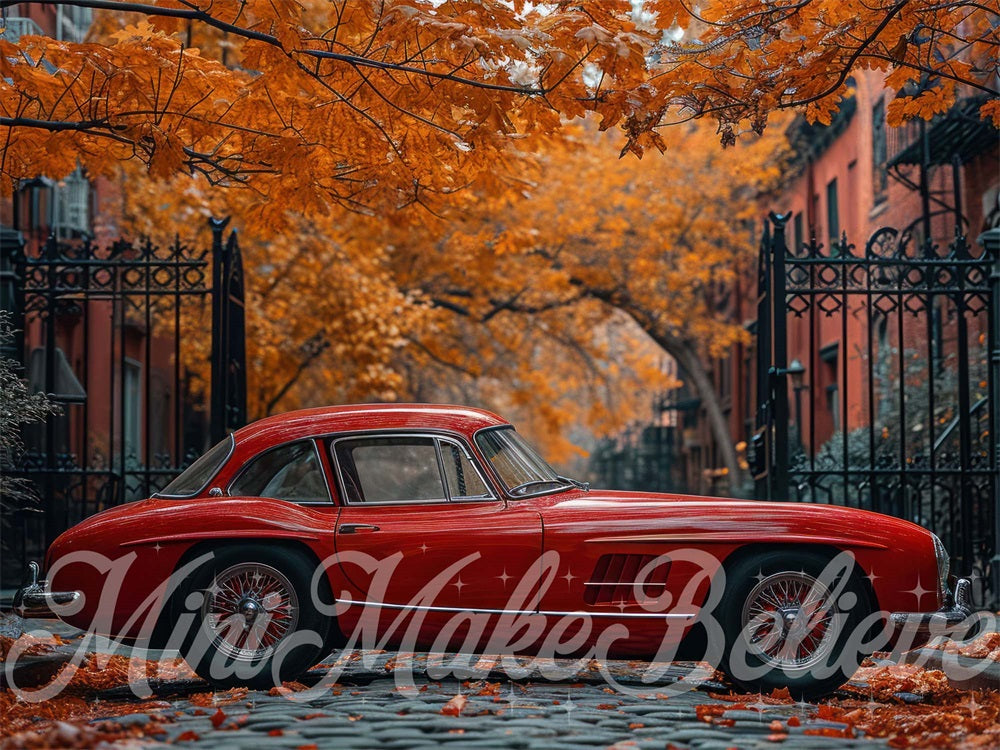 Kate Exterior Fall Car Backdrop Designed by Mini MakeBelieve - Kate Backdrop AU