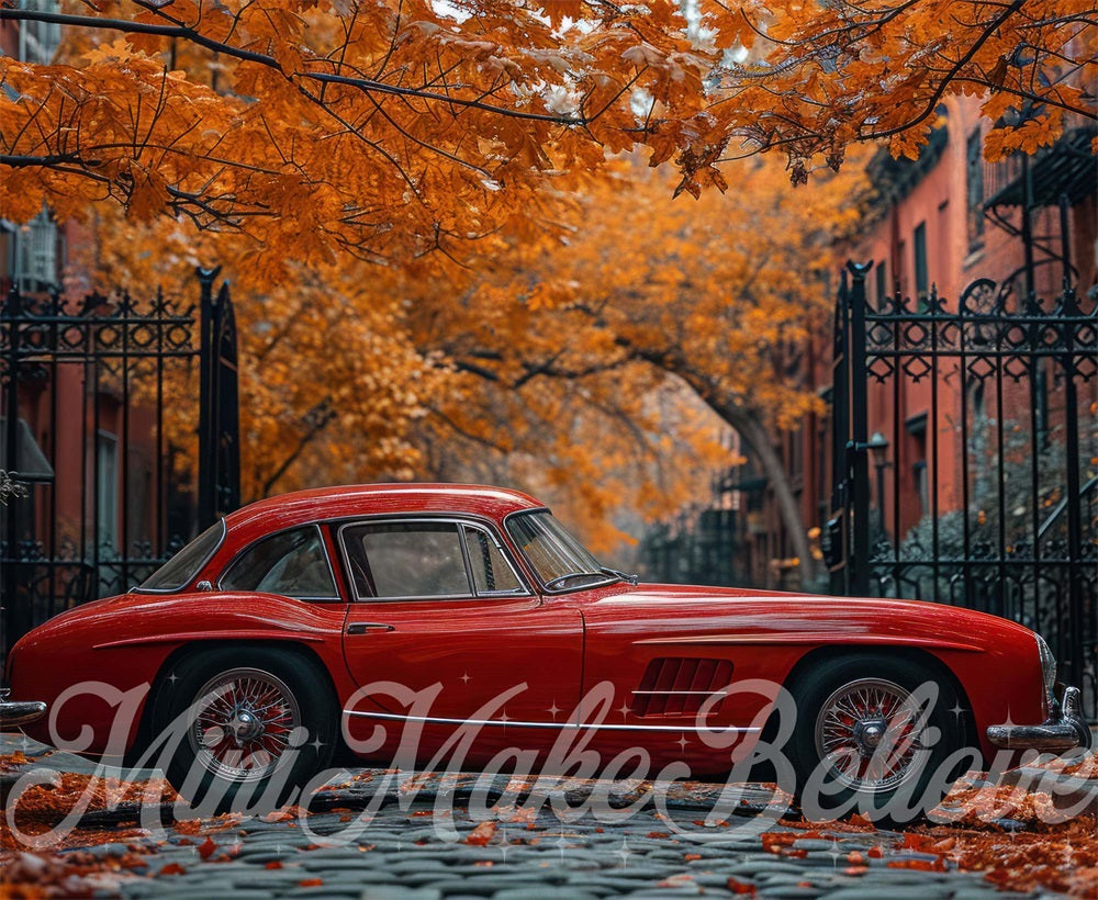 Kate Exterior Fall Car Backdrop Designed by Mini MakeBelieve - Kate Backdrop AU