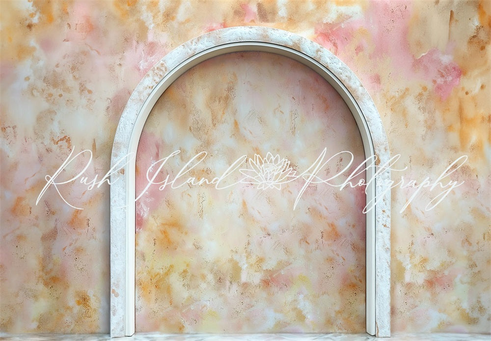 Kate Abstract Pink Marble Arched Wall Backdrop Designed by Laura Bybee