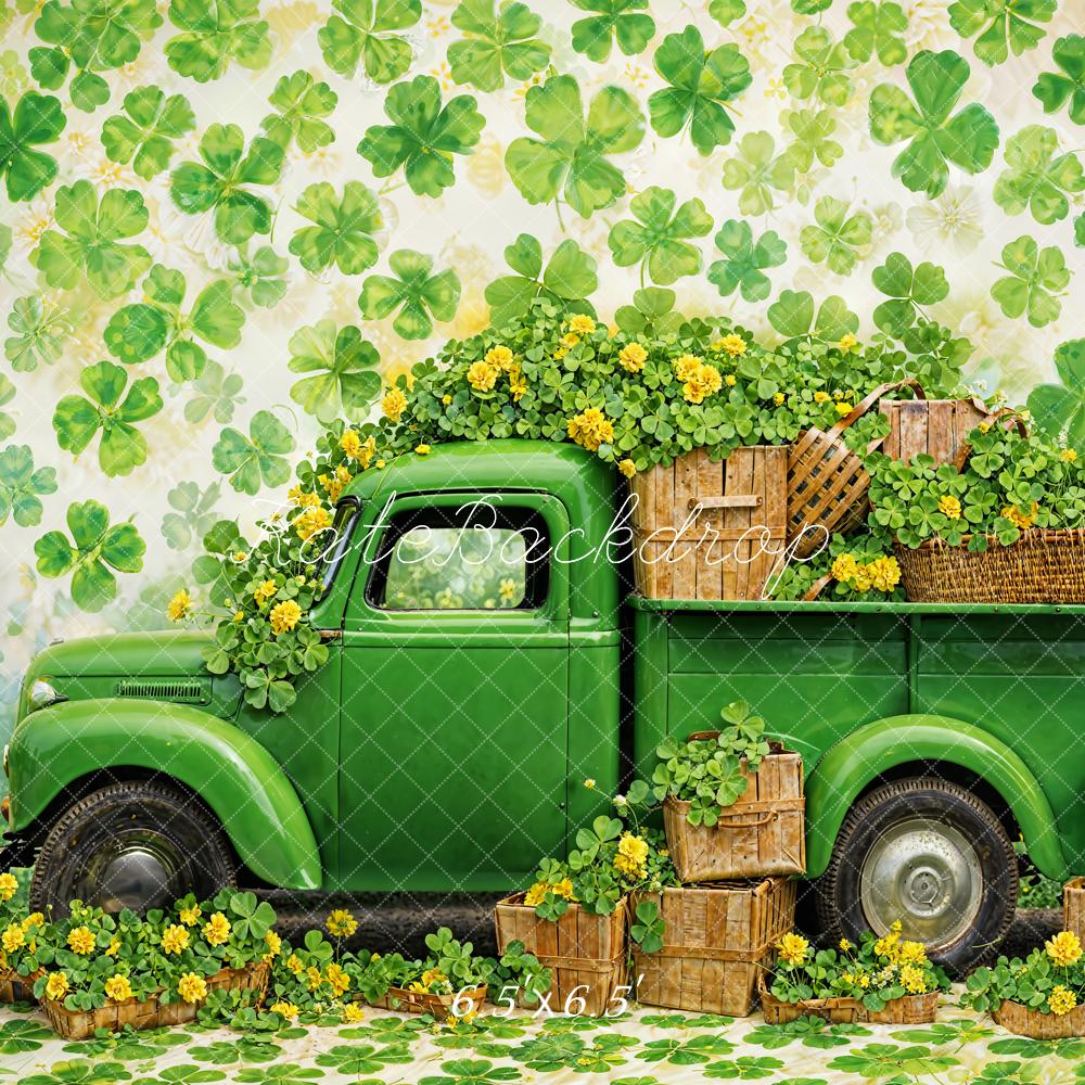 Kate St. Patrick's Day Clover Green Truck Backdrop Designed by Chain Photography - Kate Backdrop AU