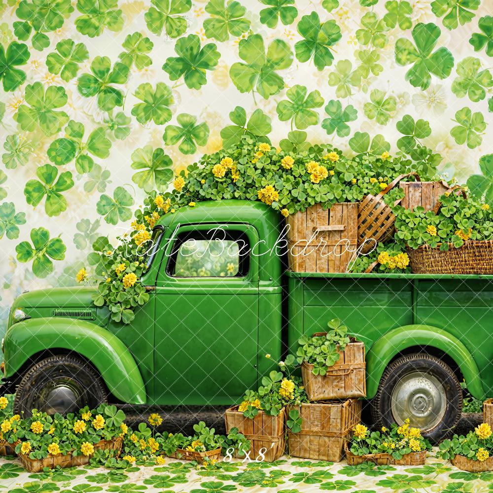 Kate St. Patrick's Day Clover Green Truck Backdrop Designed by Chain Photography - Kate Backdrop AU