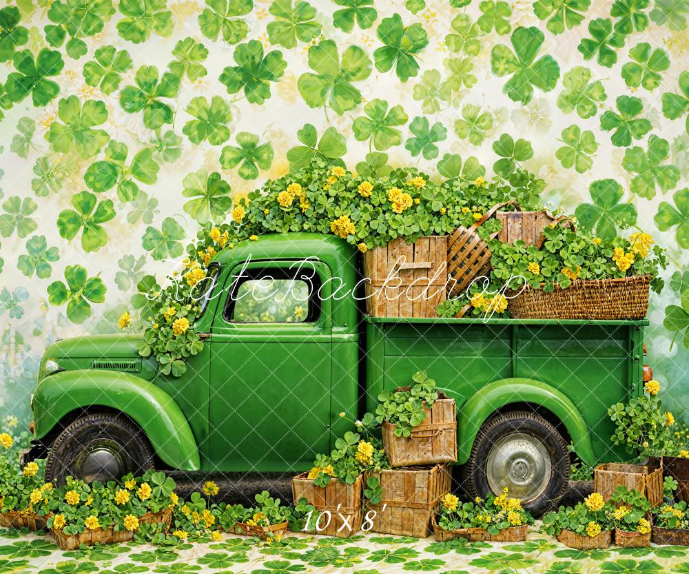 Kate St. Patrick's Day Clover Green Truck Backdrop Designed by Chain Photography - Kate Backdrop AU