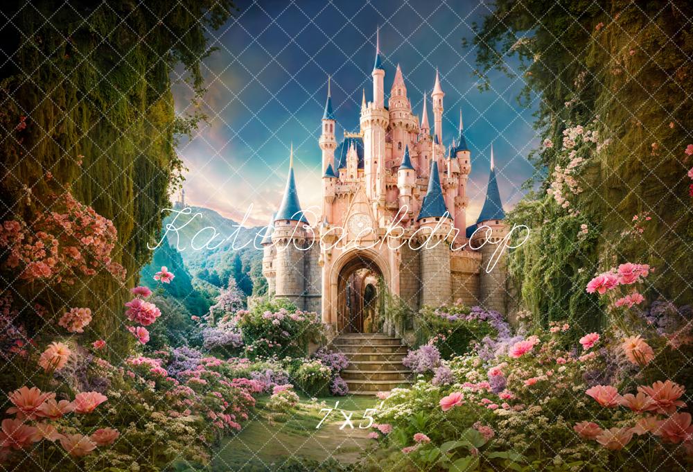 Kate Spring Fantasy Forest Flower Castle Backdrop Designed by Chain Photography