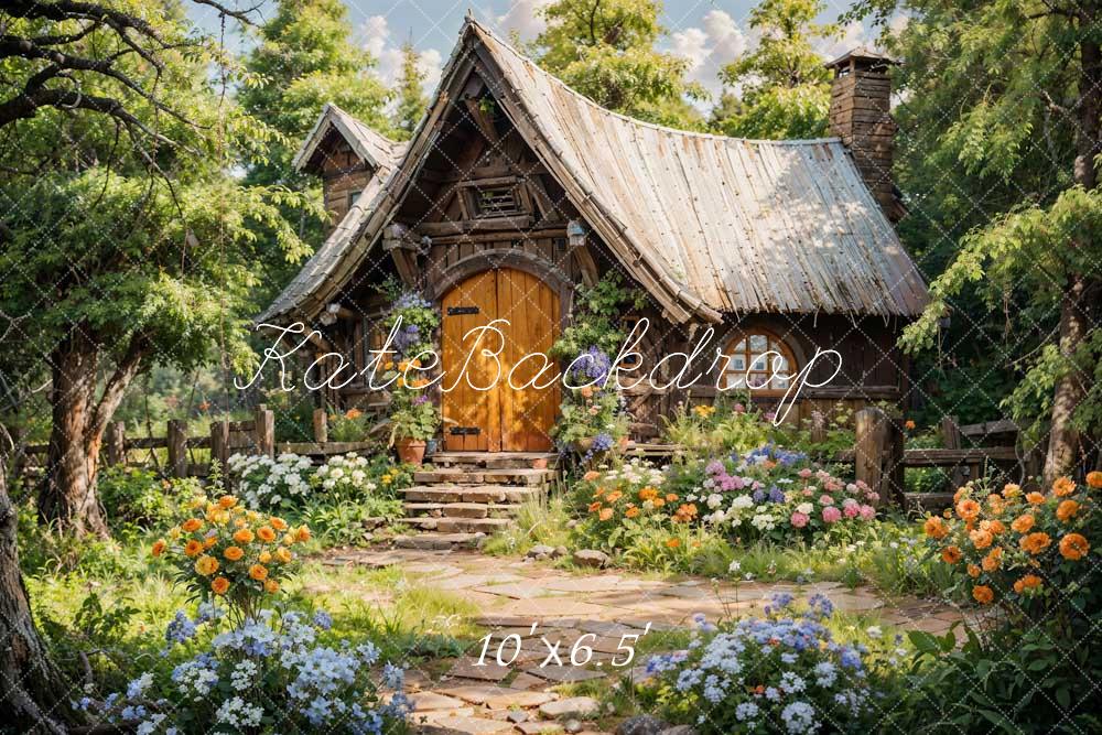 Kate Spring Forest Wooden House Backdrop Designed by Chain Photography