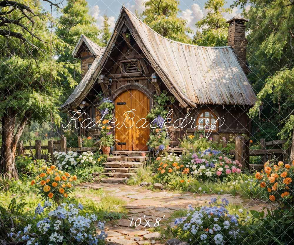 Kate Spring Forest Wooden House Backdrop Designed by Chain Photography