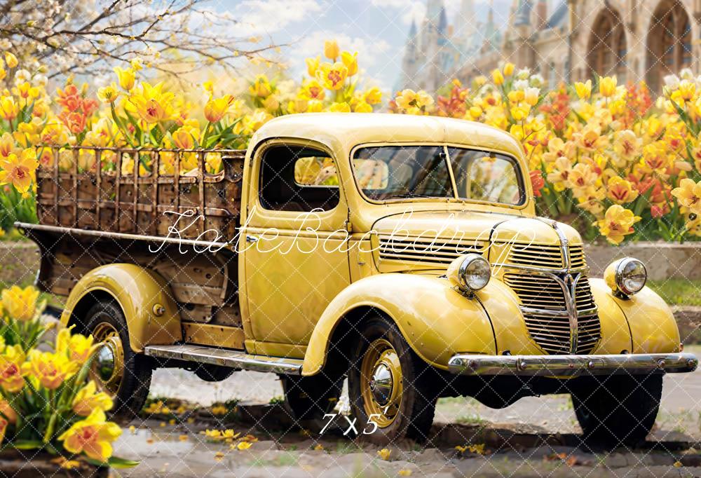 Kate Spring Yellow Truck Backdrop Designed by Emetselch - Kate Backdrop AU