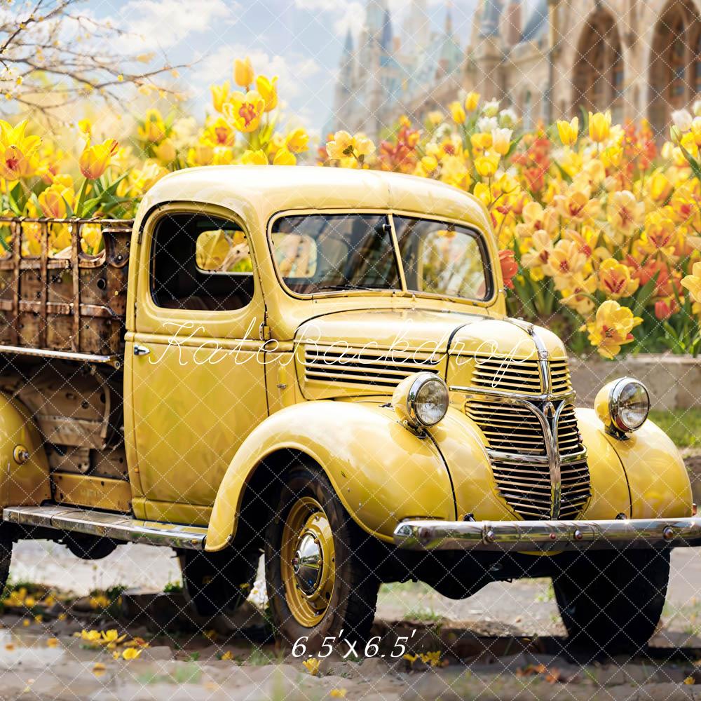 Kate Spring Yellow Truck Backdrop Designed by Emetselch - Kate Backdrop AU