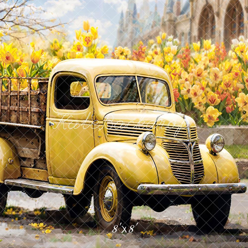 Kate Spring Yellow Truck Backdrop Designed by Emetselch - Kate Backdrop AU