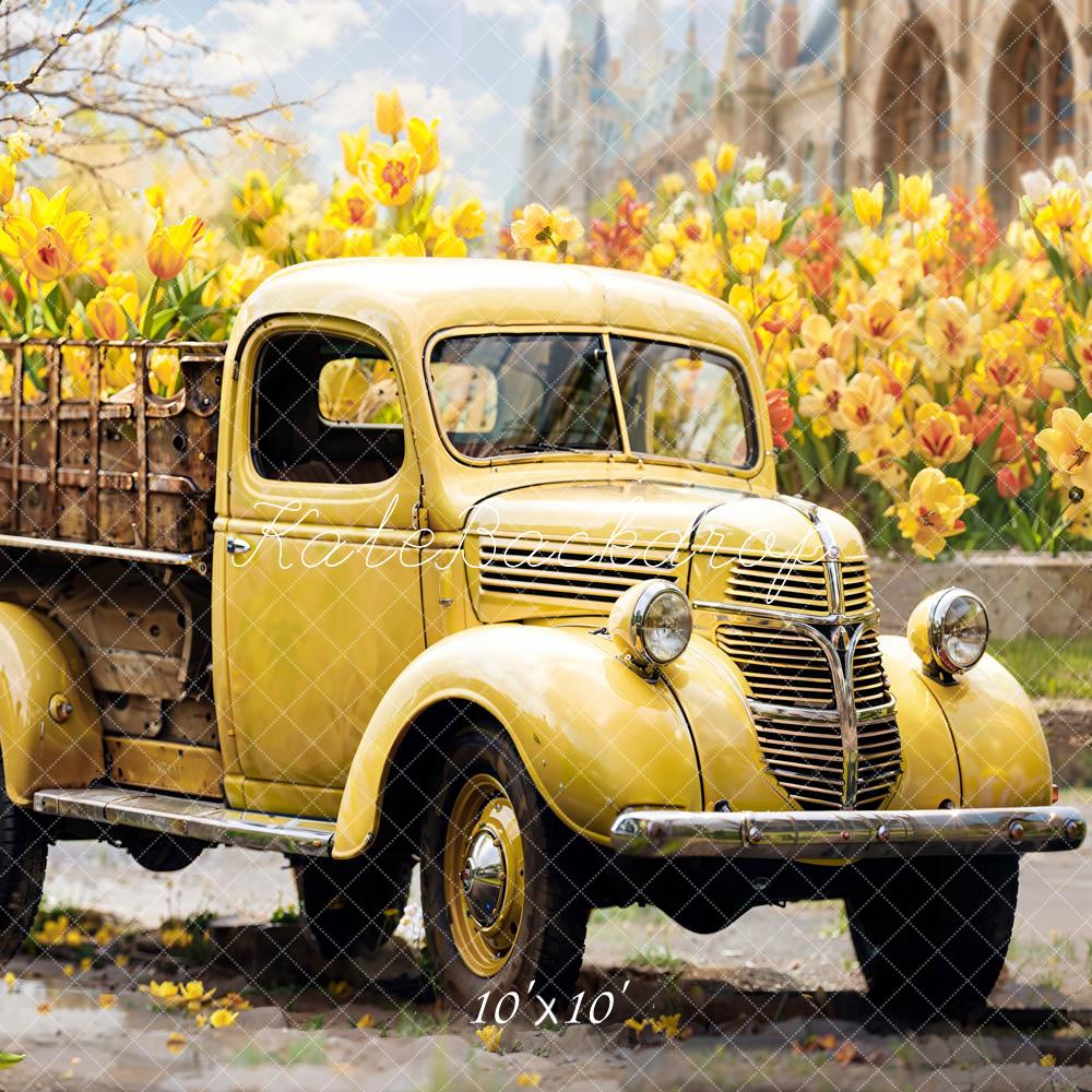 Kate Spring Yellow Truck Backdrop Designed by Emetselch - Kate Backdrop AU