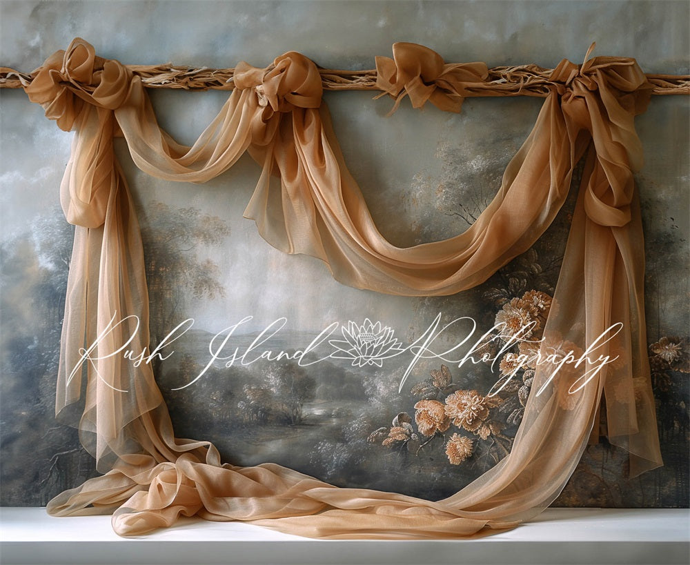 Kate Sandy Brown Drapery Fine Art Backdrop Designed by Laura Bybee - Kate Backdrop AU