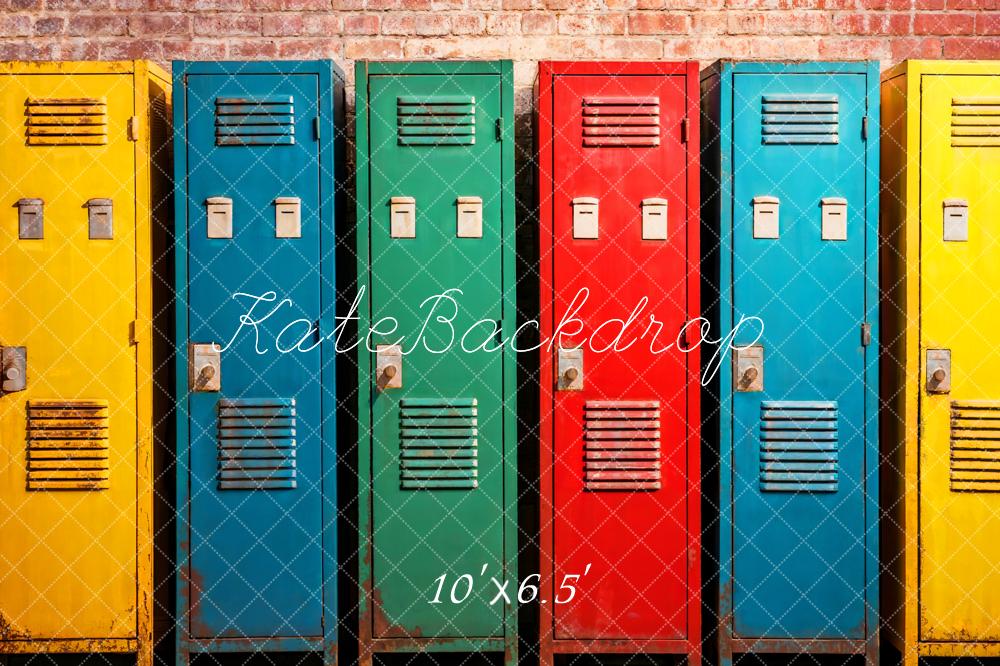 Kate Colorful School Gym Lockers Backdrop Designed by Emetselch - Kate Backdrop AU