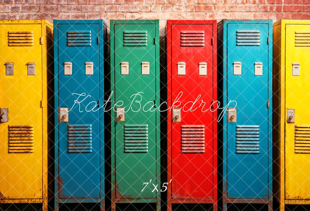 Kate Colorful School Gym Lockers Backdrop Designed by Emetselch