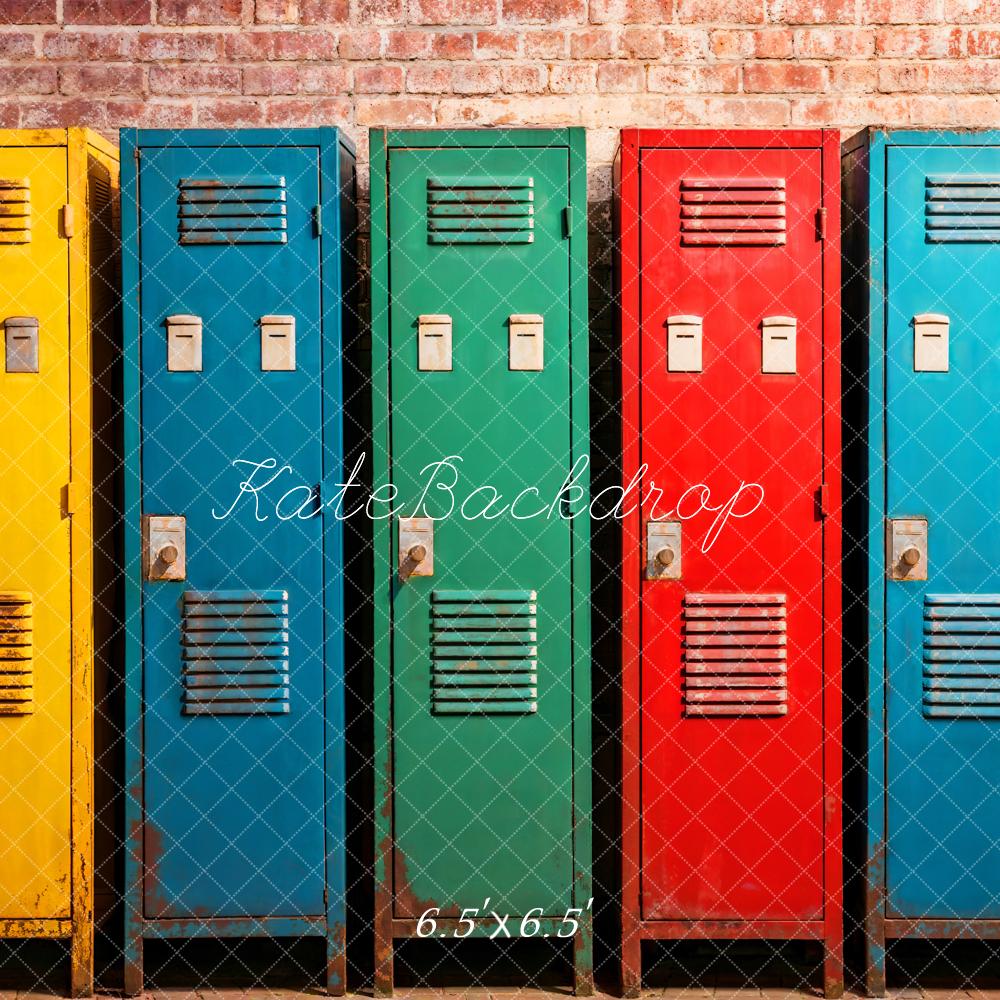 Kate Colorful School Gym Lockers Backdrop Designed by Emetselch