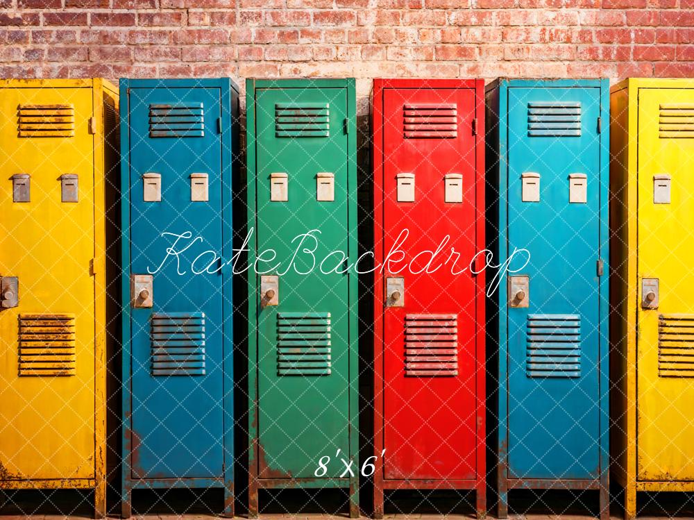 Kate Colorful School Gym Lockers Backdrop Designed by Emetselch