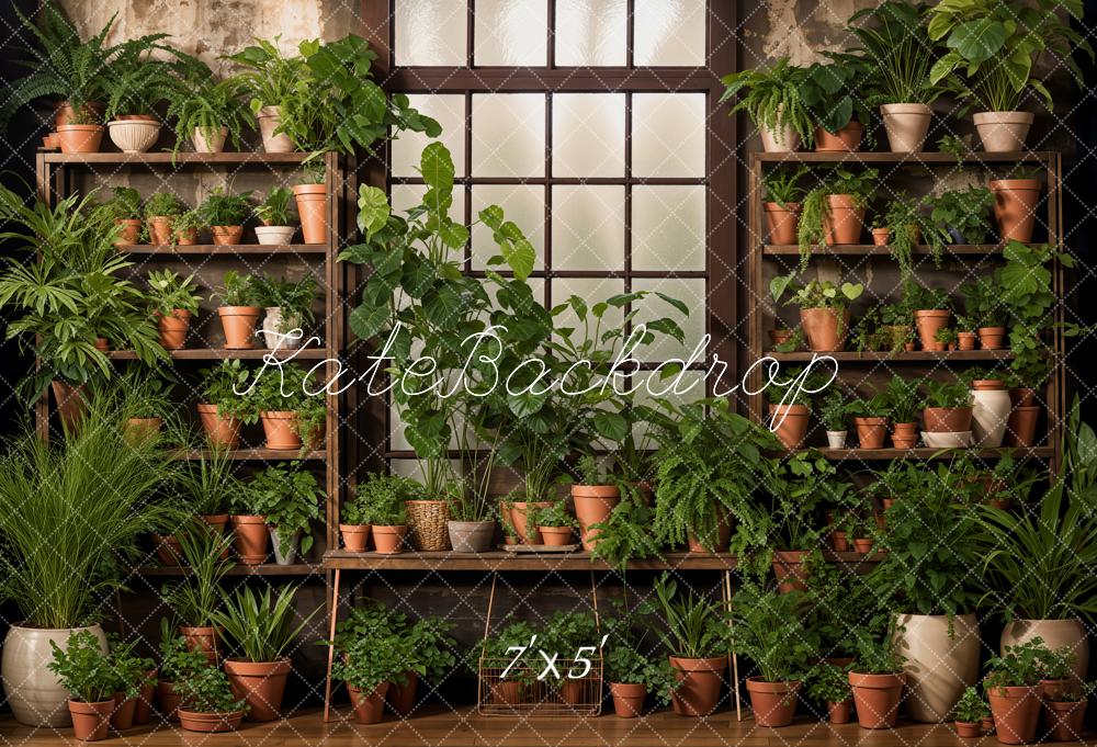 Kate Spring Green Plants Window Backdrop Designed by Emetselch