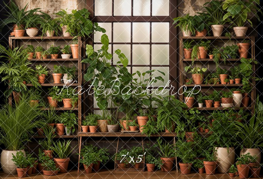 Kate Spring Green Plants Window Backdrop Designed by Emetselch - Kate Backdrop AU