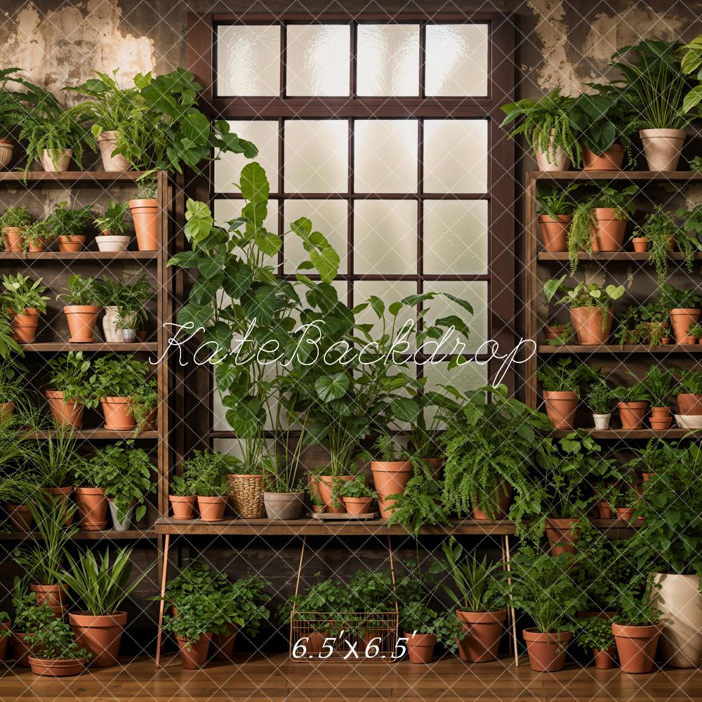 Kate Spring Green Plants Window Backdrop Designed by Emetselch - Kate Backdrop AU