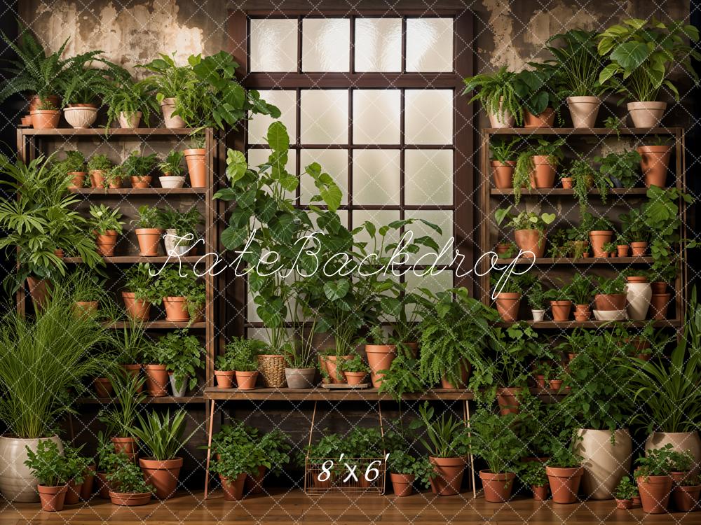 Kate Spring Green Plants Window Backdrop Designed by Emetselch - Kate Backdrop AU