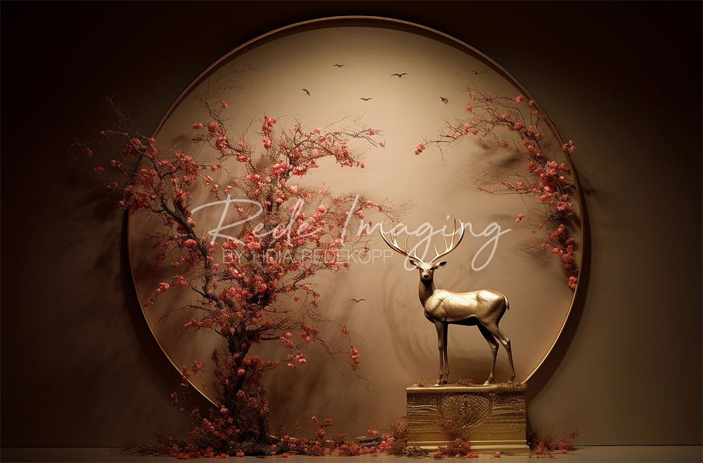 Kate Circle Blossom Deer Backdrop Designed by Lidia Redekopp - Kate Backdrop AU