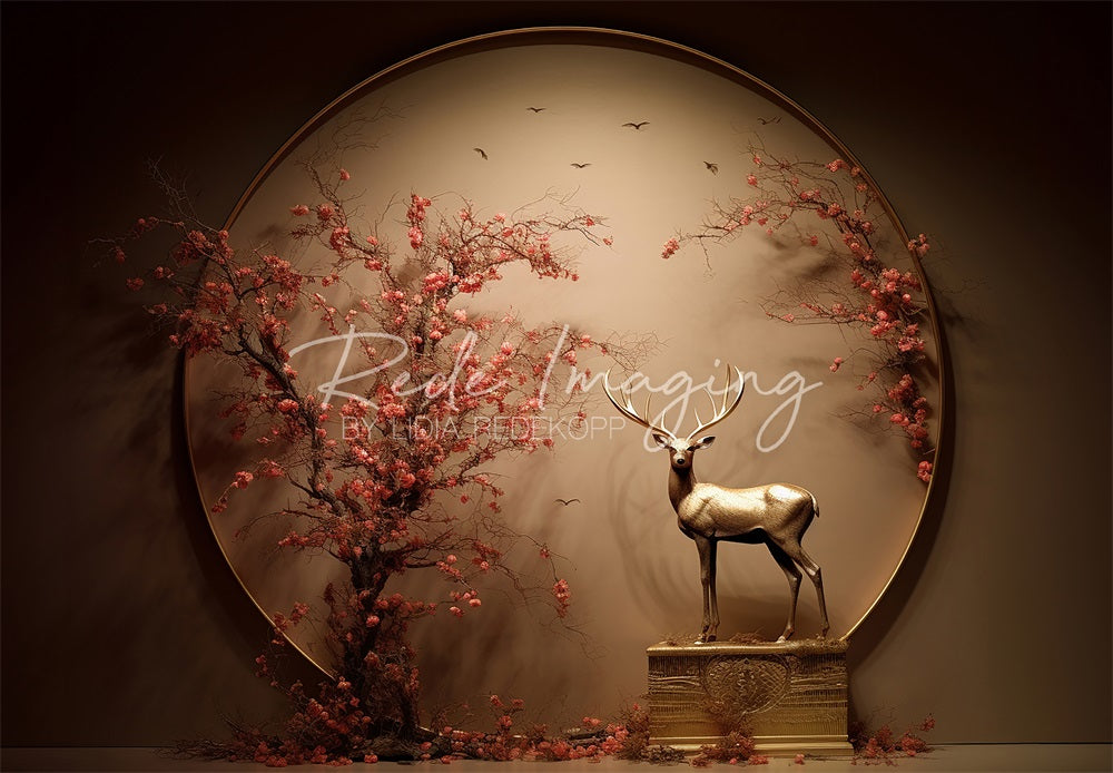 Kate Circle Blossom Deer Backdrop Designed by Lidia Redekopp - Kate Backdrop AU