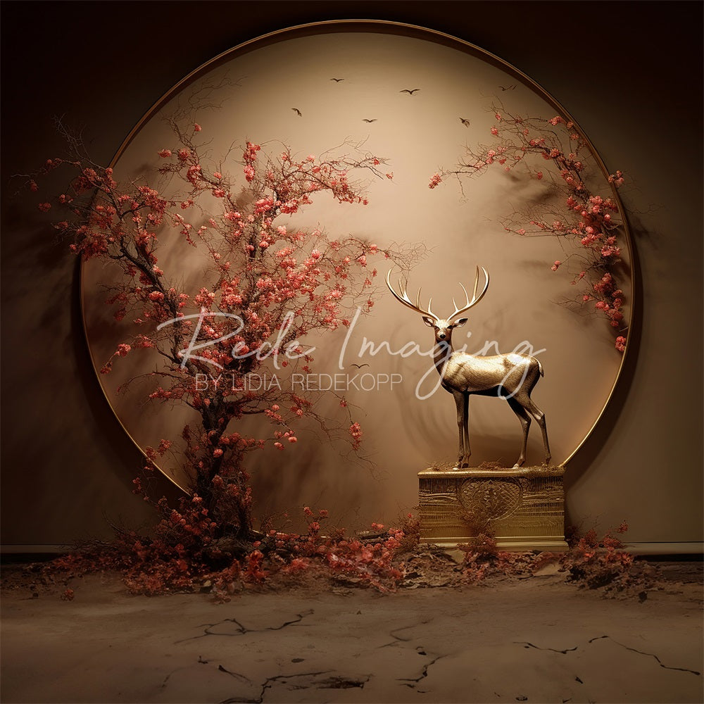 Kate Circle Blossom Deer Backdrop Designed by Lidia Redekopp - Kate Backdrop AU