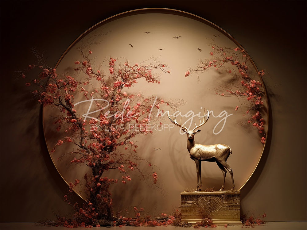 Kate Circle Blossom Deer Backdrop Designed by Lidia Redekopp - Kate Backdrop AU