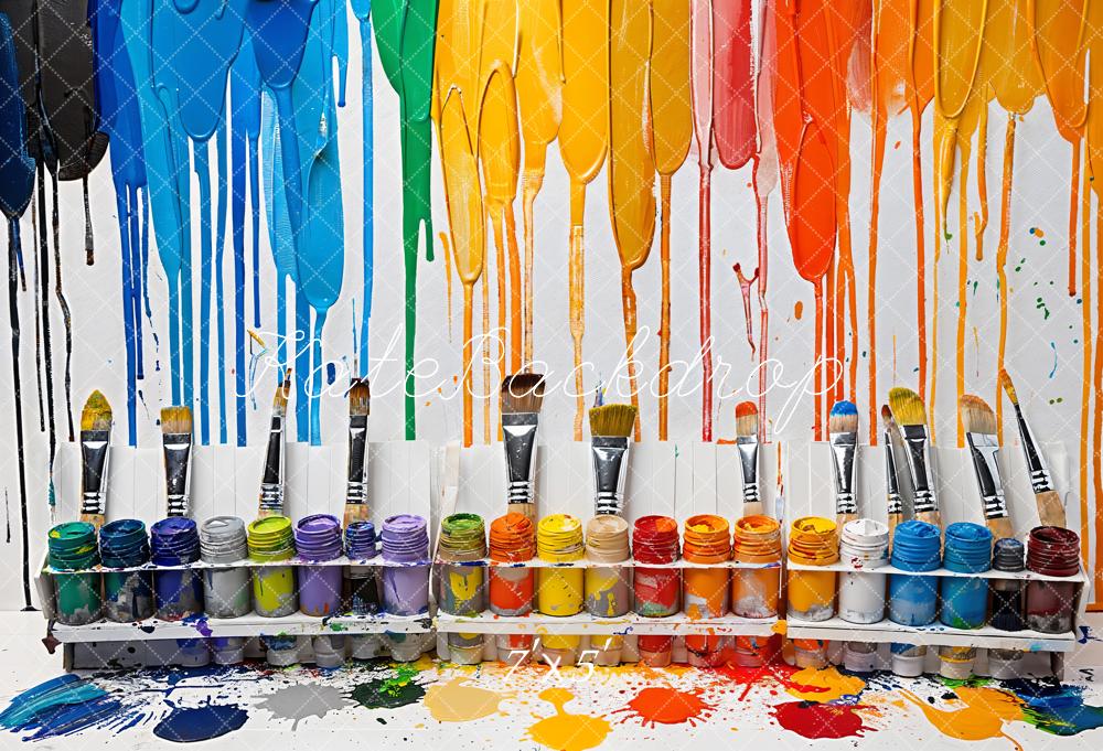 Kate Colorful Watercolor Tools Backdrop Back to School Designed by Emetselch - Kate Backdrop AU