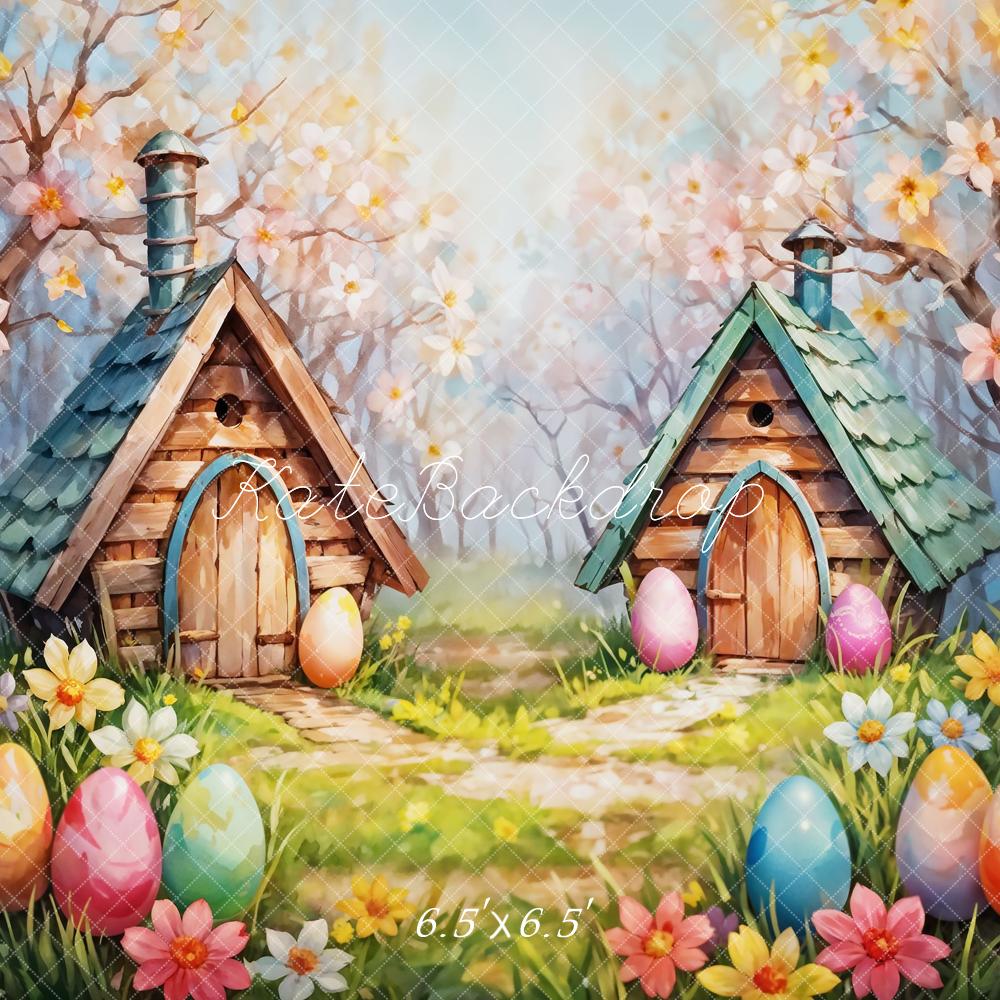 Kate Easter Egg Cabin Colorful Backdrop Designed by Emetselch - Kate Backdrop AU