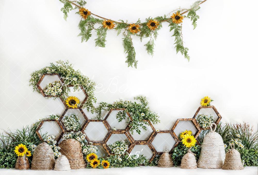 Kate Spring Sunflower Beehive Backdrop Designed by Emetselch - Kate Backdrop AU