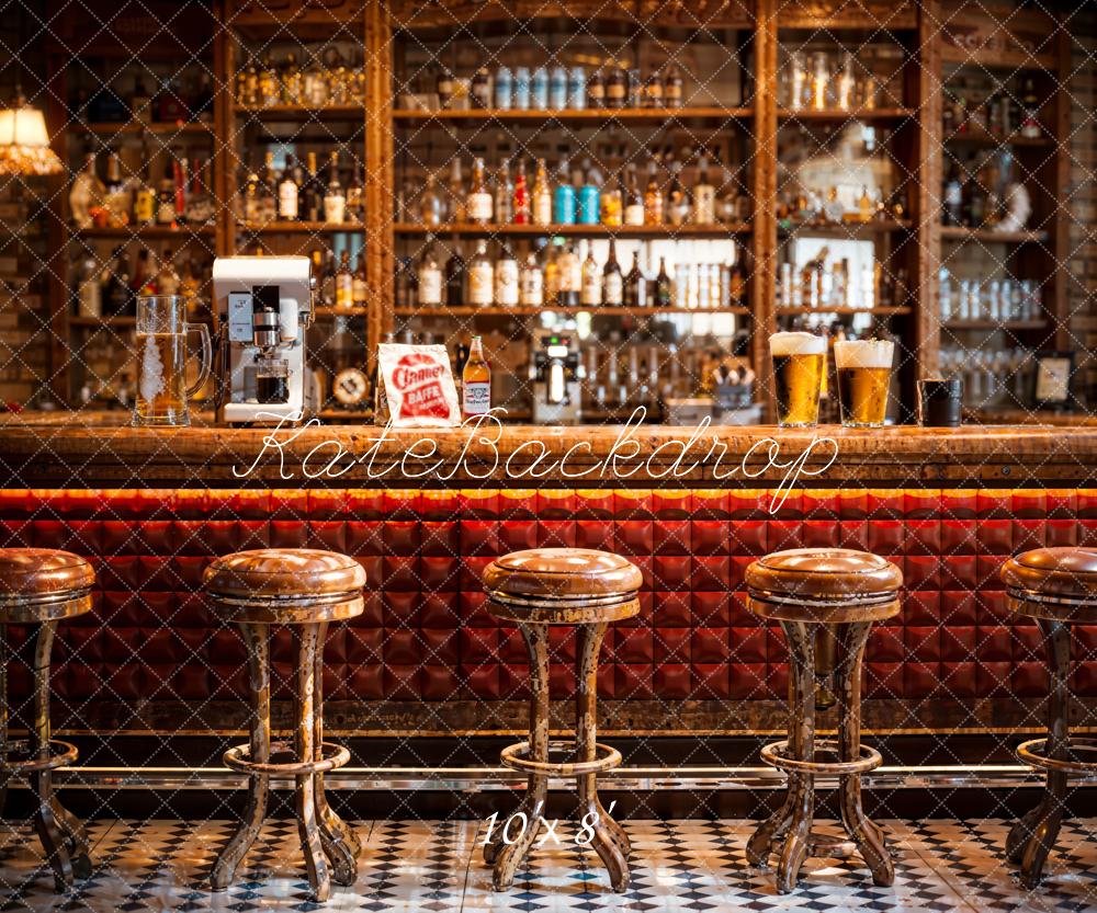 Kate Retro Brown Large Bar Counter Backdrop Designed by Emetselch