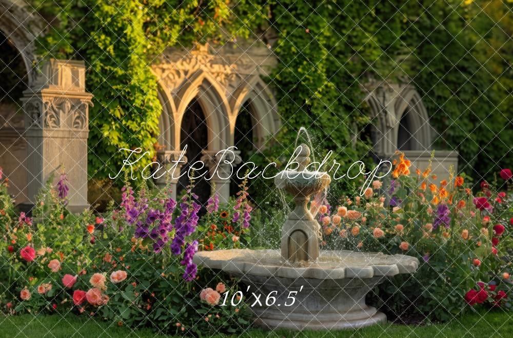 Kate Spring Flower Fountain Garden Backdrop Designed by Mini MakeBelieve