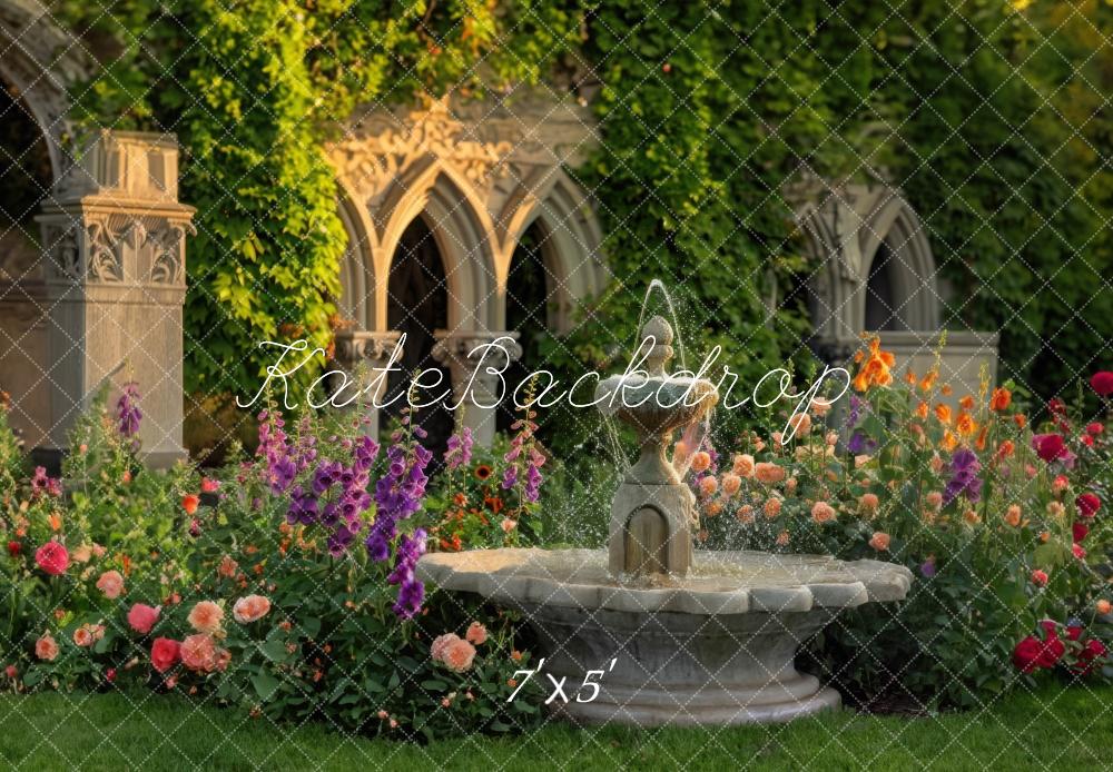 Kate Spring Flower Fountain Garden Backdrop Designed by Mini MakeBelieve