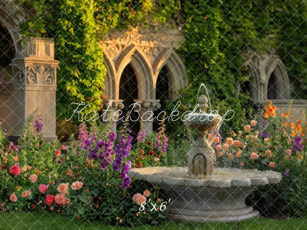 Kate Spring Flower Fountain Garden Backdrop Designed by Mini MakeBelieve