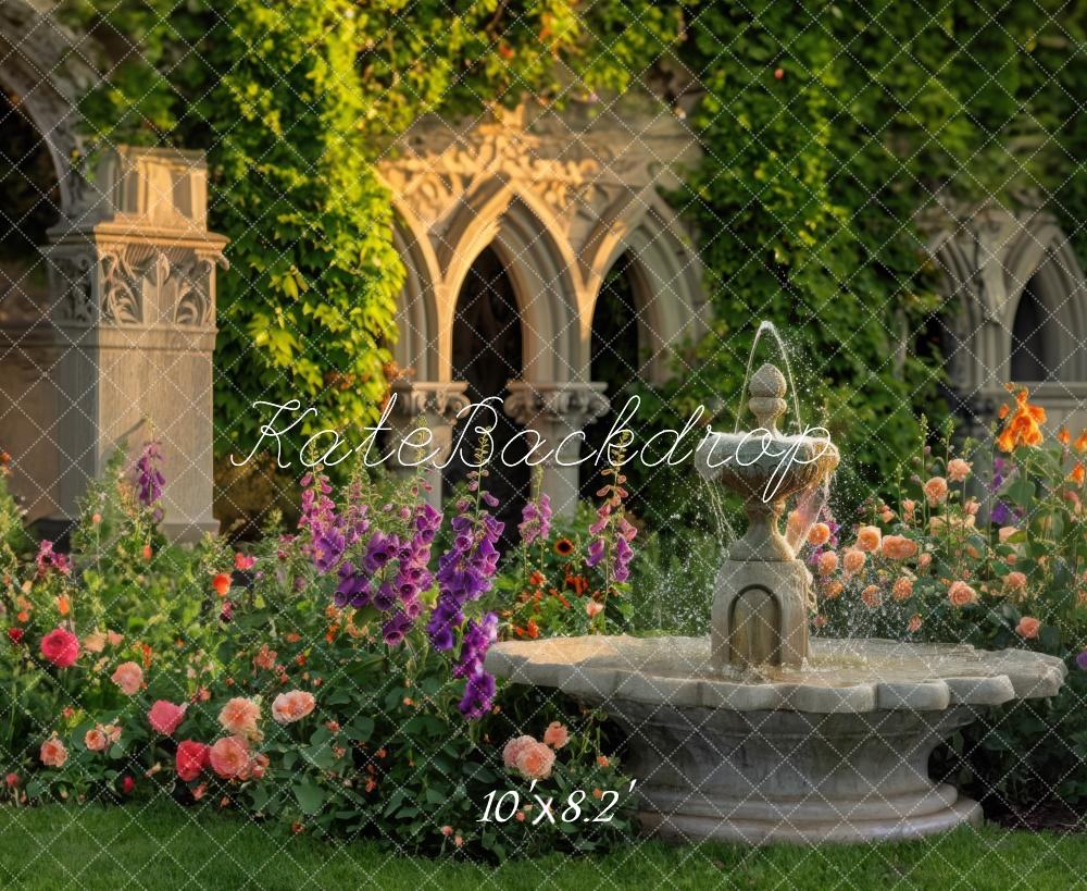 Kate Spring Flower Fountain Garden Backdrop Designed by Mini MakeBelieve