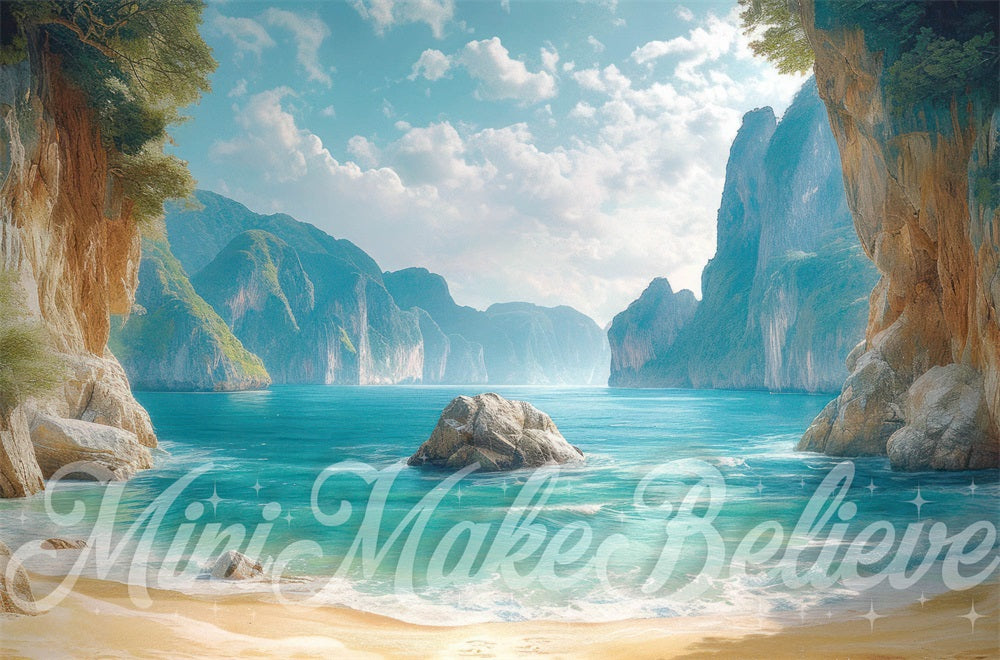 Kate Little Mermaid Beach Rock Ocean Backdrop Designed by Mini MakeBelieve