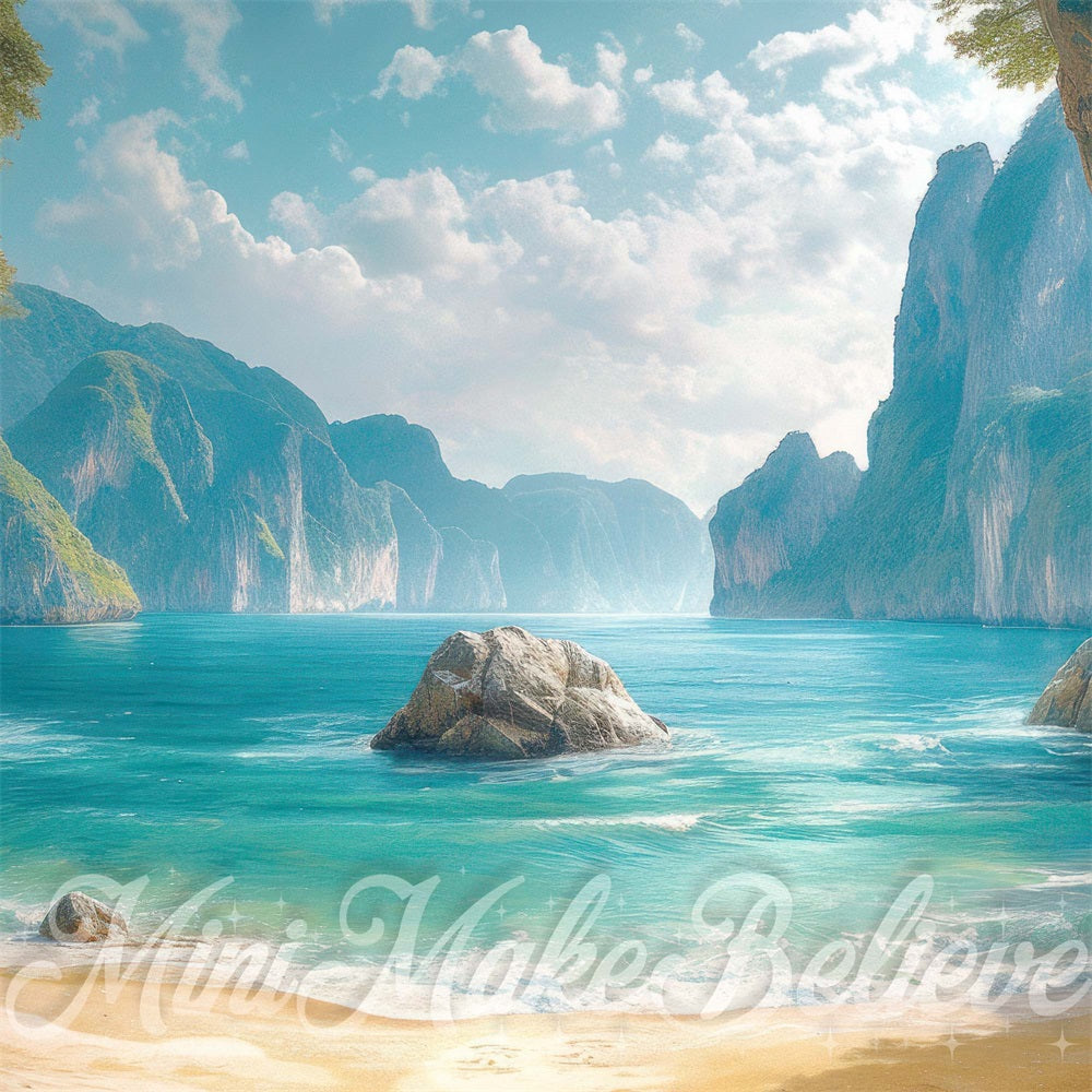 Kate Little Mermaid Beach Rock Ocean Backdrop Designed by Mini MakeBelieve