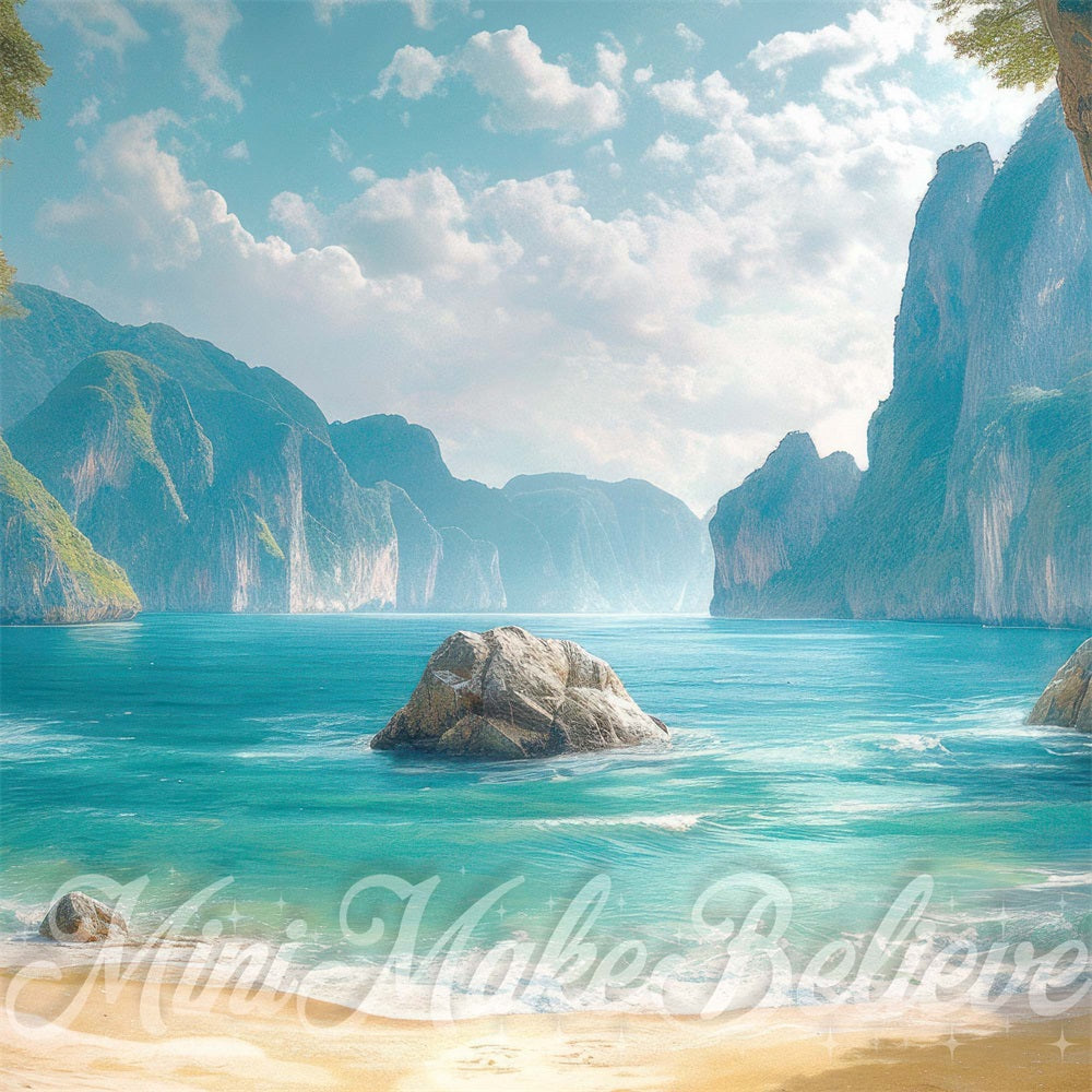 Kate Little Mermaid Beach Rock Ocean Backdrop Designed by Mini MakeBelieve - Kate Backdrop AU