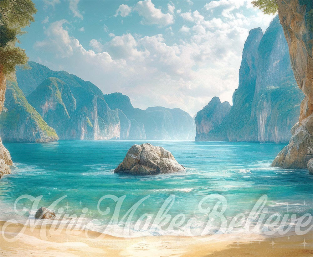 Kate Little Mermaid Beach Rock Ocean Backdrop Designed by Mini MakeBelieve - Kate Backdrop AU