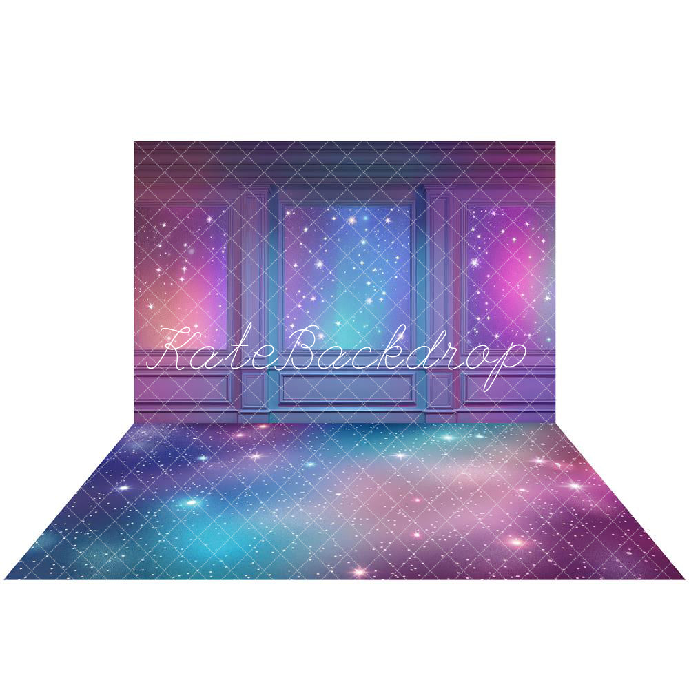 Kate Starlight Wall Backdrop+Colorful Starry Sky Rubber Floor Mat for Photography