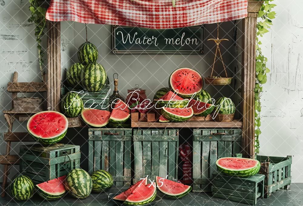 Kate Summer Wooden Watermelon Shop Backdrop Designed by Emetselch - Kate Backdrop AU