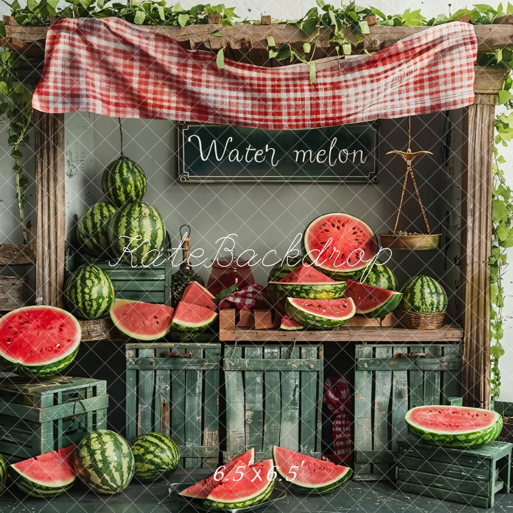 Kate Summer Wooden Watermelon Shop Backdrop Designed by Emetselch - Kate Backdrop AU