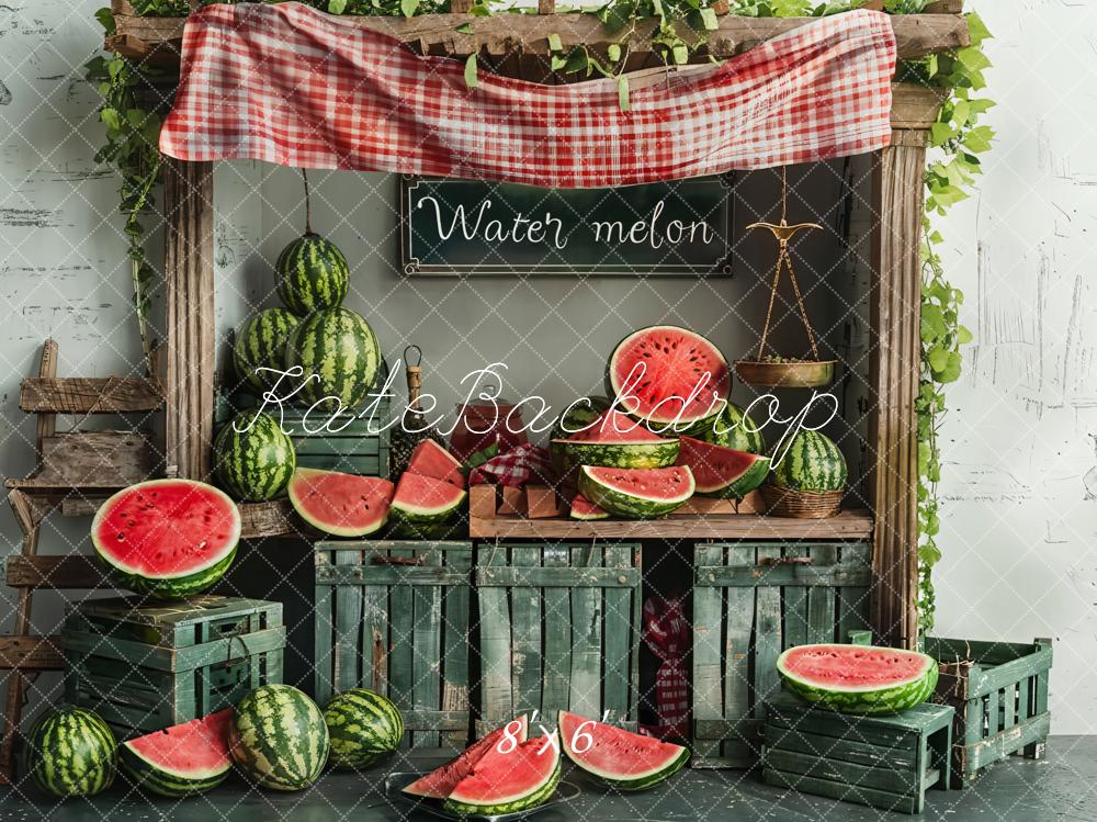 Kate Summer Wooden Watermelon Shop Backdrop Designed by Emetselch - Kate Backdrop AU