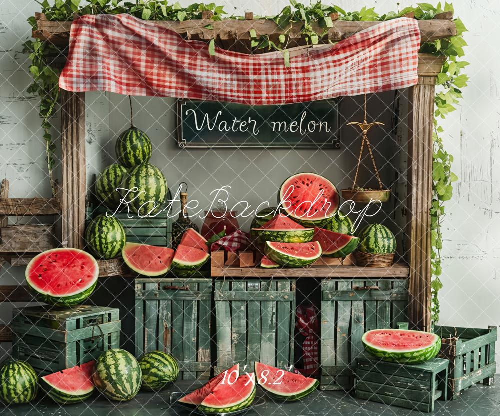 Kate Summer Wooden Watermelon Shop Backdrop Designed by Emetselch - Kate Backdrop AU