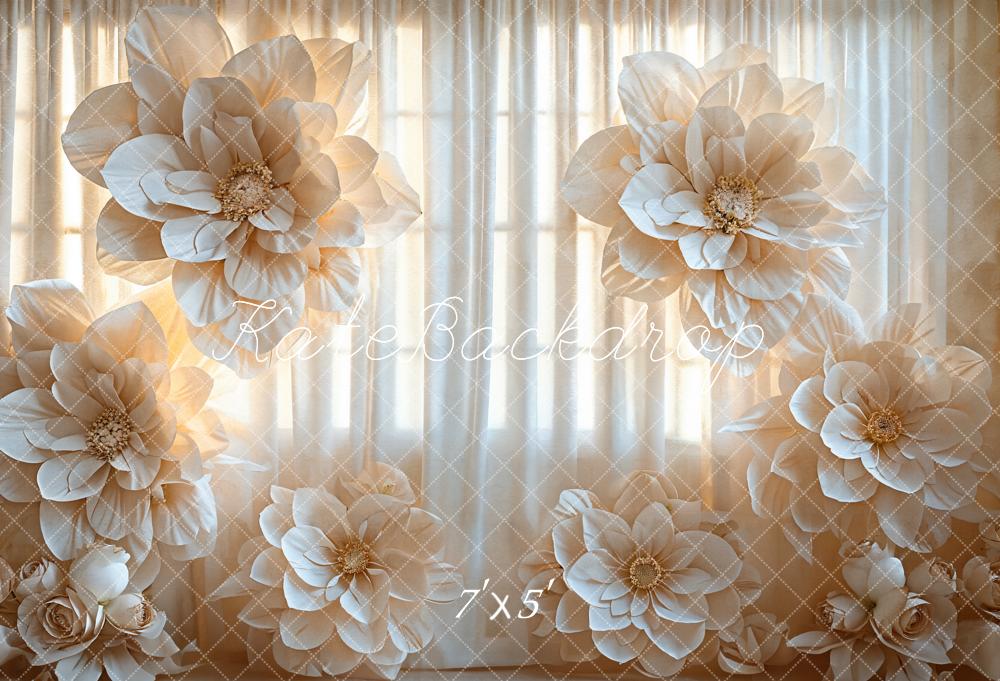 Kate Light Beige Flower Curtain Backdrop Designed by Emetselch