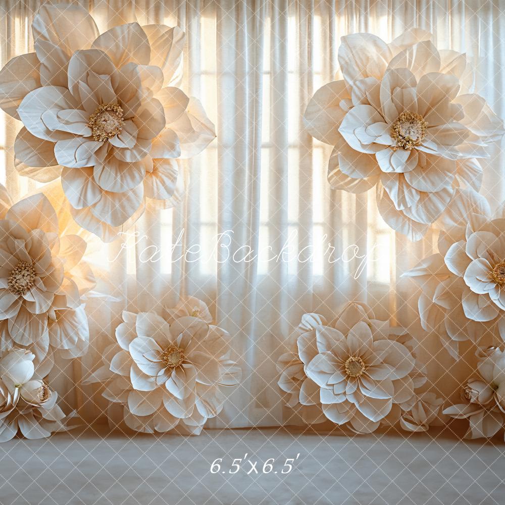 Kate Light Beige Flower Curtain Backdrop Designed by Emetselch