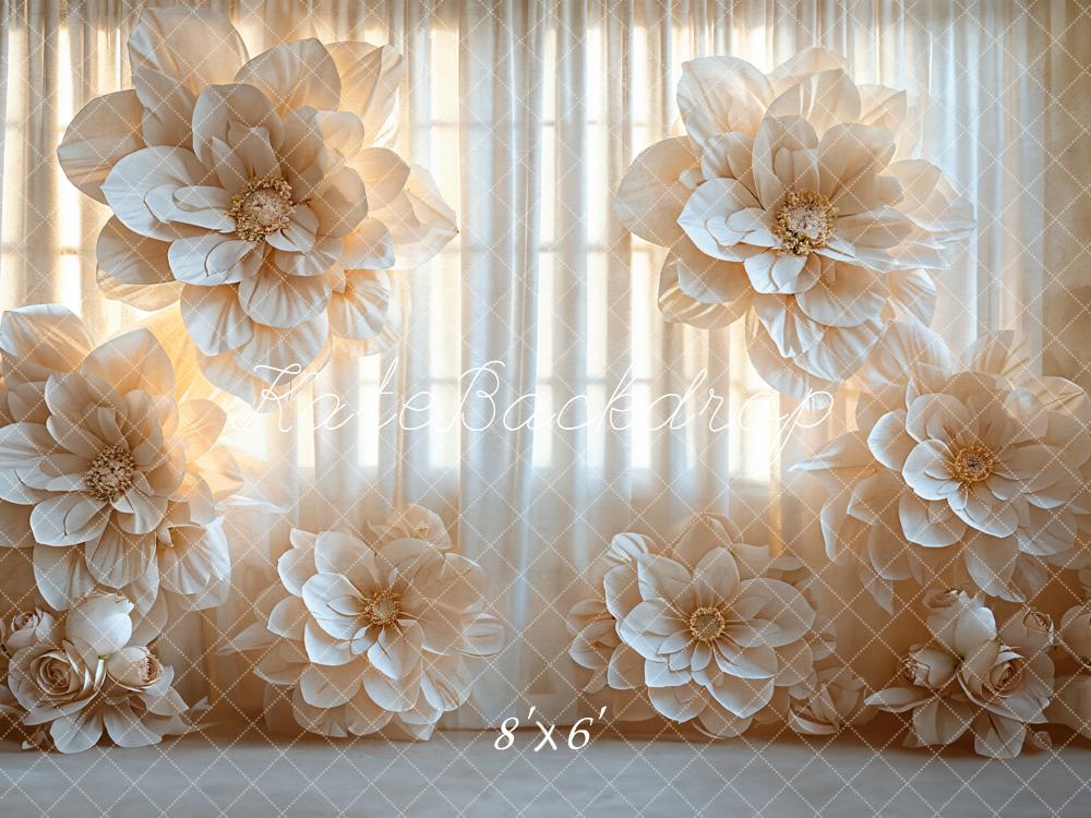 Kate Light Beige Flower Curtain Backdrop Designed by Emetselch