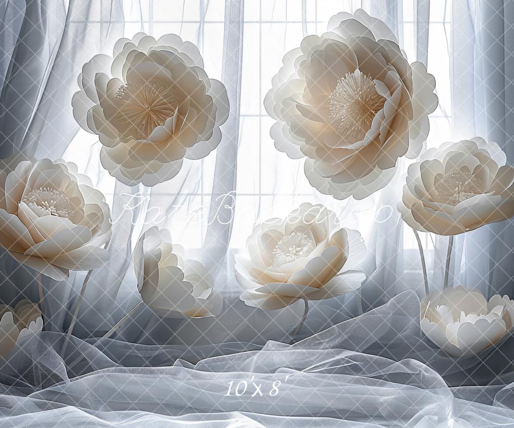 Kate White Blooming Flower Curtain Backdrop Designed by Emetselch