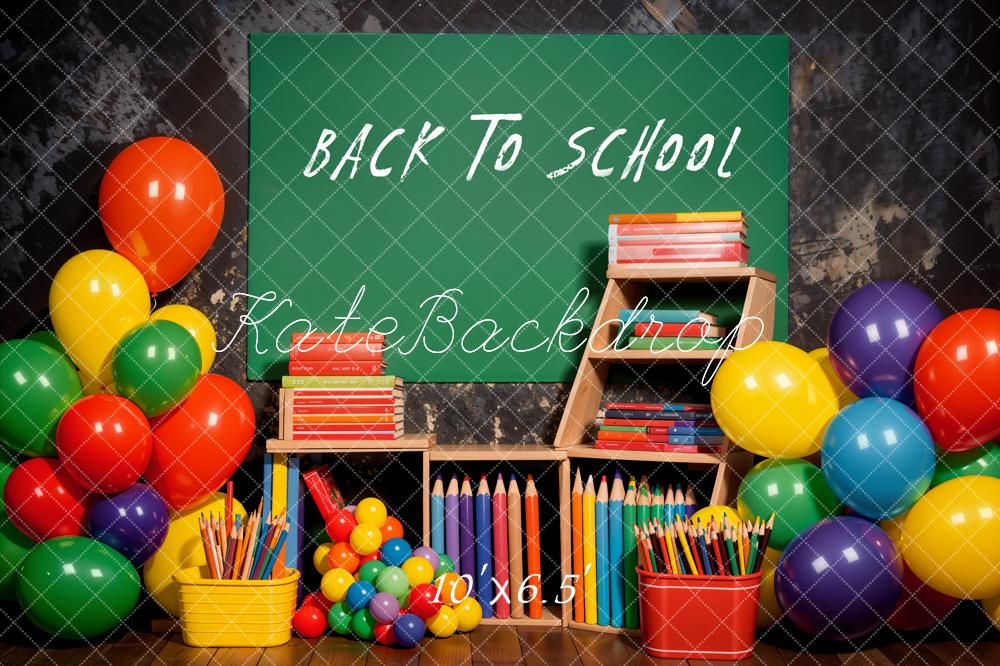 Kate Back to School Backdrop Colorful Balloon Pencil Designed by Emetselch
