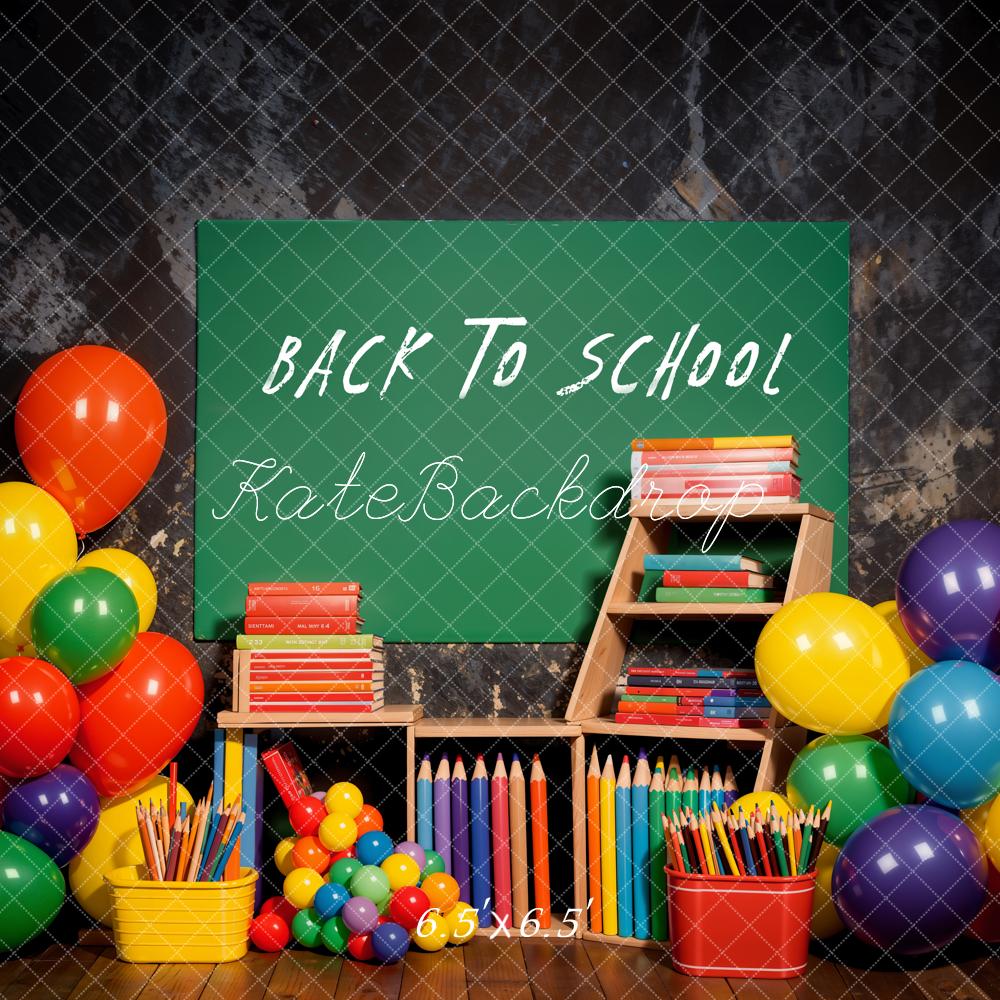 Kate Back to School Backdrop Colorful Balloon Pencil Designed by Emetselch - Kate Backdrop AU
