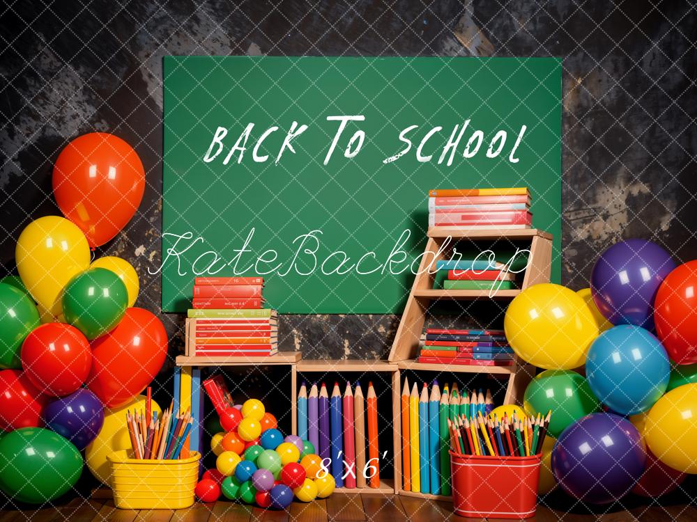 Kate Back to School Backdrop Colorful Balloon Pencil Designed by Emetselch